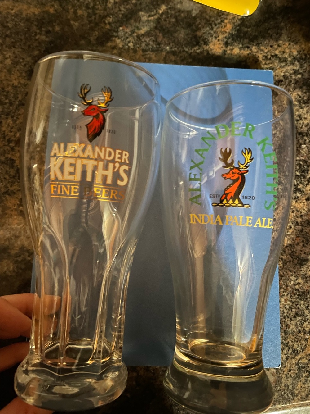 Alexander Keith glasses beer set of 2 with stag logo